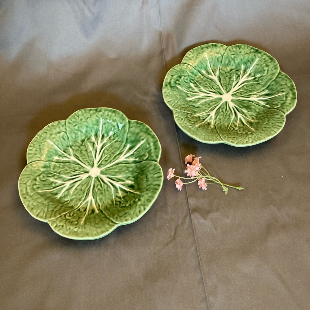 Bordallo Pinheiro Green Cabbage Luncheon Plates-Set of 2